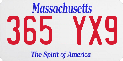 MA license plate 365YX9