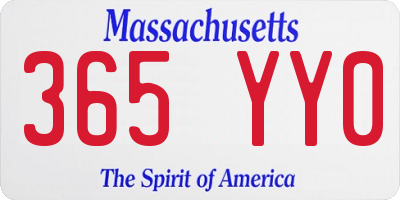 MA license plate 365YY0