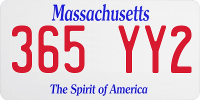MA license plate 365YY2