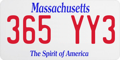 MA license plate 365YY3