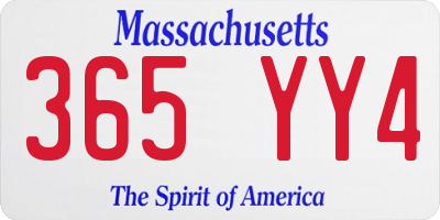 MA license plate 365YY4