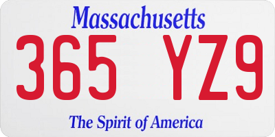 MA license plate 365YZ9