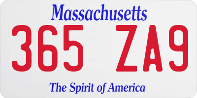 MA license plate 365ZA9