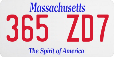 MA license plate 365ZD7