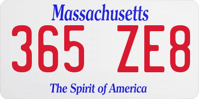 MA license plate 365ZE8