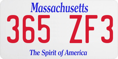 MA license plate 365ZF3
