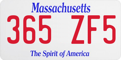 MA license plate 365ZF5