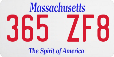 MA license plate 365ZF8