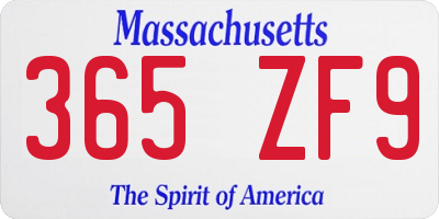 MA license plate 365ZF9
