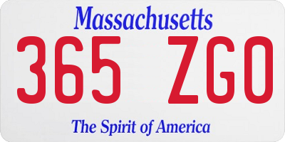 MA license plate 365ZG0