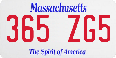 MA license plate 365ZG5