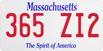 MA license plate 365ZI2