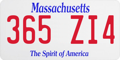 MA license plate 365ZI4