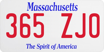 MA license plate 365ZJ0
