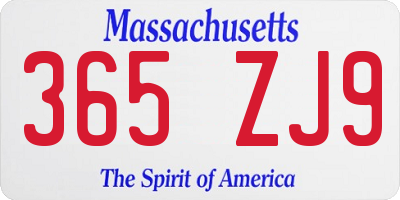 MA license plate 365ZJ9