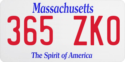 MA license plate 365ZK0
