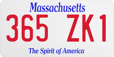 MA license plate 365ZK1