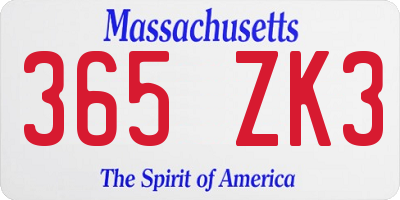 MA license plate 365ZK3