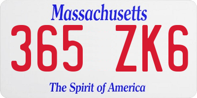 MA license plate 365ZK6