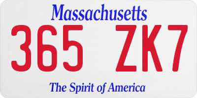 MA license plate 365ZK7