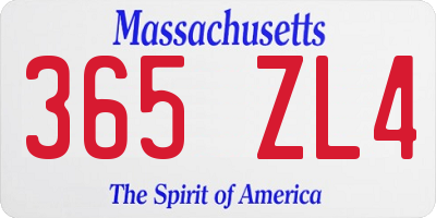 MA license plate 365ZL4