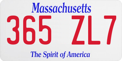 MA license plate 365ZL7