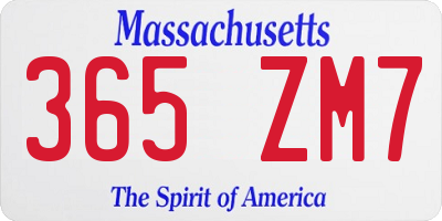 MA license plate 365ZM7