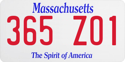 MA license plate 365ZO1