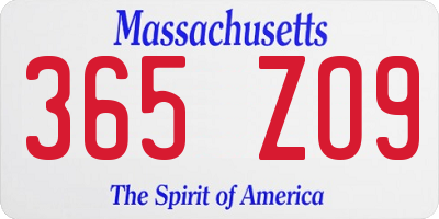 MA license plate 365ZO9