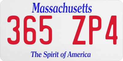 MA license plate 365ZP4