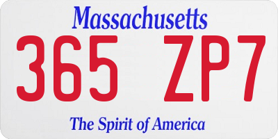 MA license plate 365ZP7