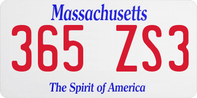 MA license plate 365ZS3