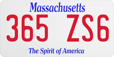 MA license plate 365ZS6