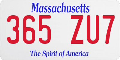 MA license plate 365ZU7