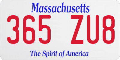 MA license plate 365ZU8