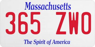 MA license plate 365ZW0