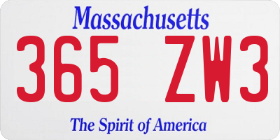 MA license plate 365ZW3