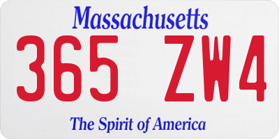 MA license plate 365ZW4