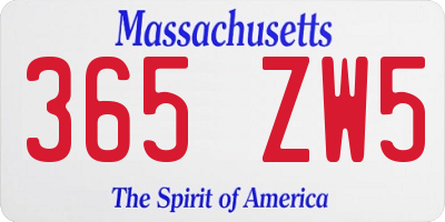 MA license plate 365ZW5