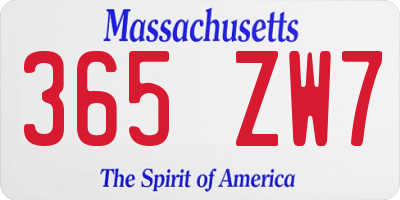 MA license plate 365ZW7