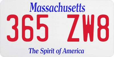MA license plate 365ZW8