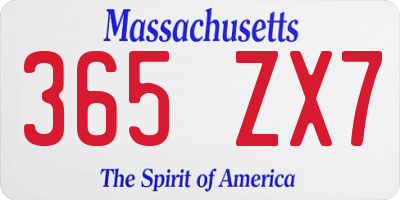 MA license plate 365ZX7