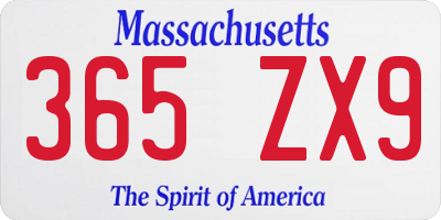 MA license plate 365ZX9