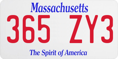 MA license plate 365ZY3