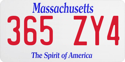 MA license plate 365ZY4