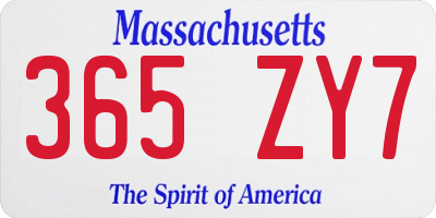 MA license plate 365ZY7