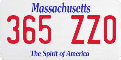 MA license plate 365ZZ0
