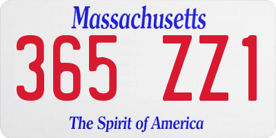 MA license plate 365ZZ1