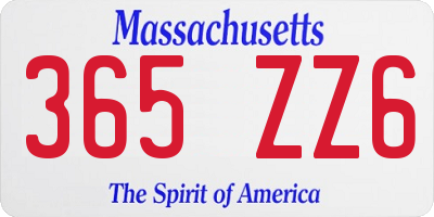 MA license plate 365ZZ6