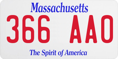 MA license plate 366AA0